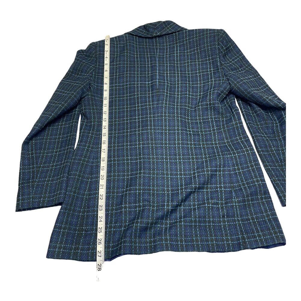 Adolfo Studio 2 Piece Skirt Suits Women's 6 Blue Plaid Polyester Double Breasted - Picture 4 of 16